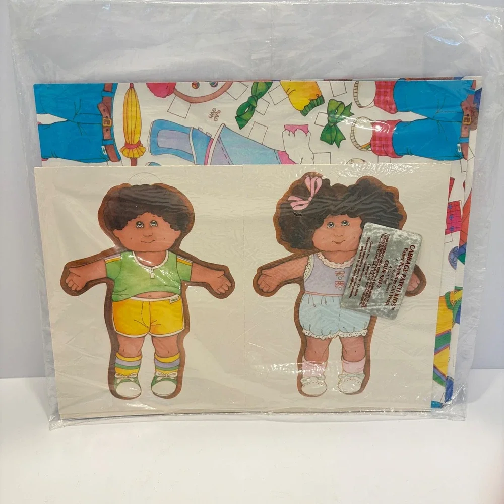 Vintage 1984 Cabbage Patch Kids Gift Wrap Lot Christmas & Playmates 4 Sheets NEW